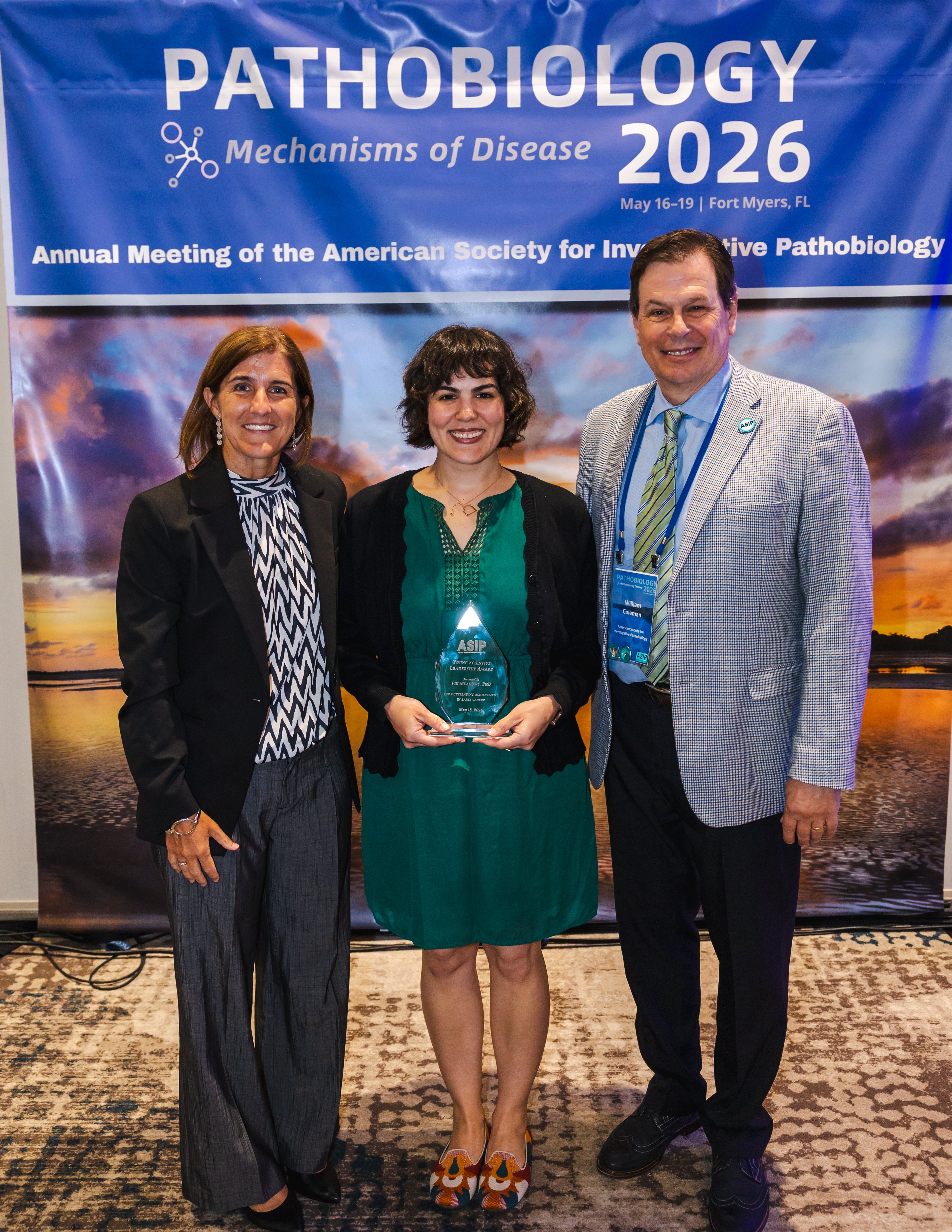  Photo of ASIP 2025–2026 President Pilar Alcaide; Vik Meadows and ASIP Executive Officer William B. Coleman. 